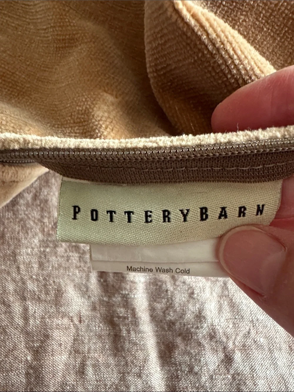 Pottery Barn Camel Velvet Pillow Cover